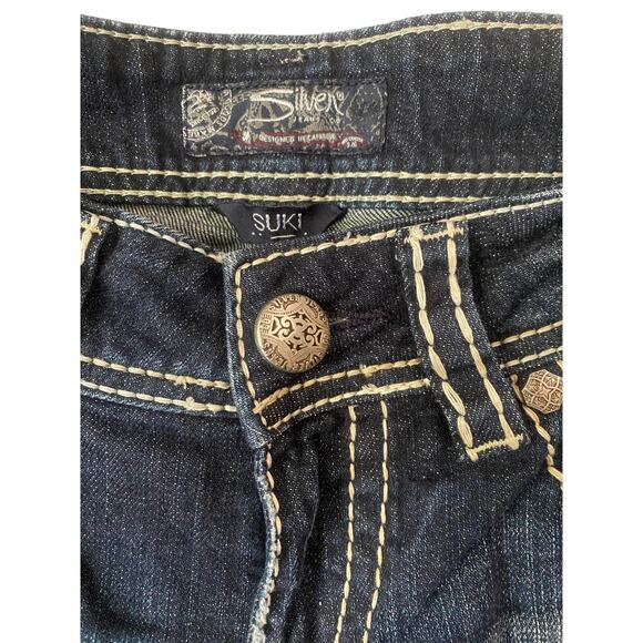 Silver Jeans Co Women's Suki Boot Cut Denim US 26 Embellished Dark Stonewash Y2K - Picture 6 of 11